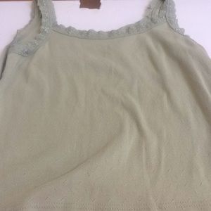 lace trim white stag tank top large